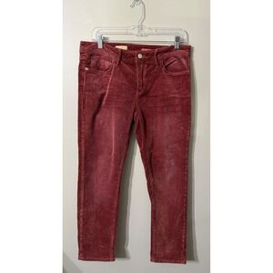 NWT Anthropologie Pilcro Slim Boyfriend Crop Corduroy Jeans Pants Sz 28 Wine Red